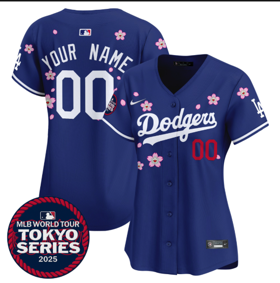 Women Custom Los Angeles Dodgers Tokyo Series 2025 blue Limited Stitched Jersey